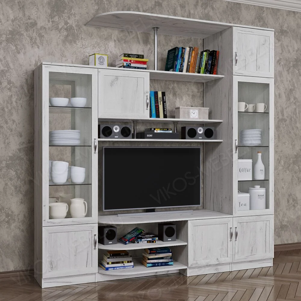 Мини-стенка 25/1  с зеркалом     цвет Дуб крафт белый