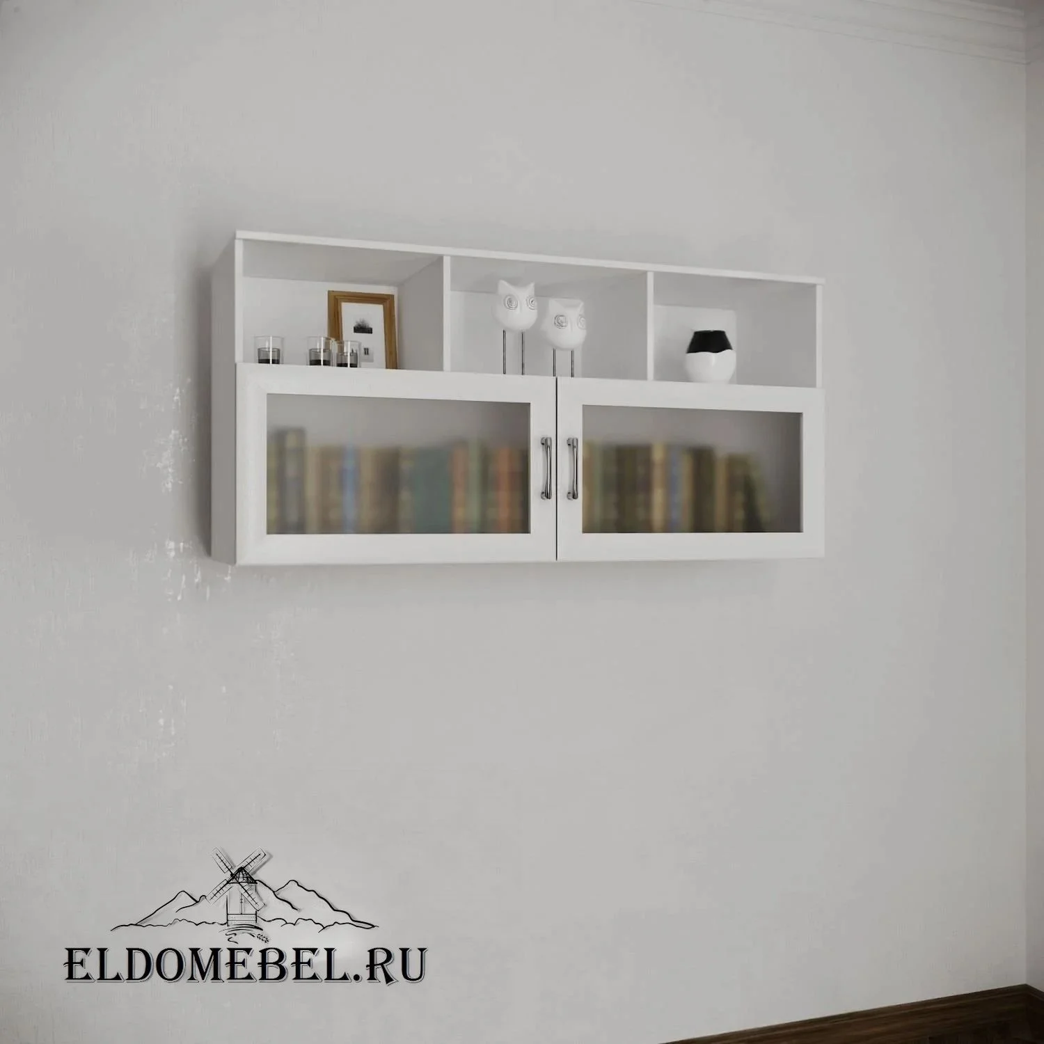Книжные полки №2    стекло сатинат   цвет Стандарт белый