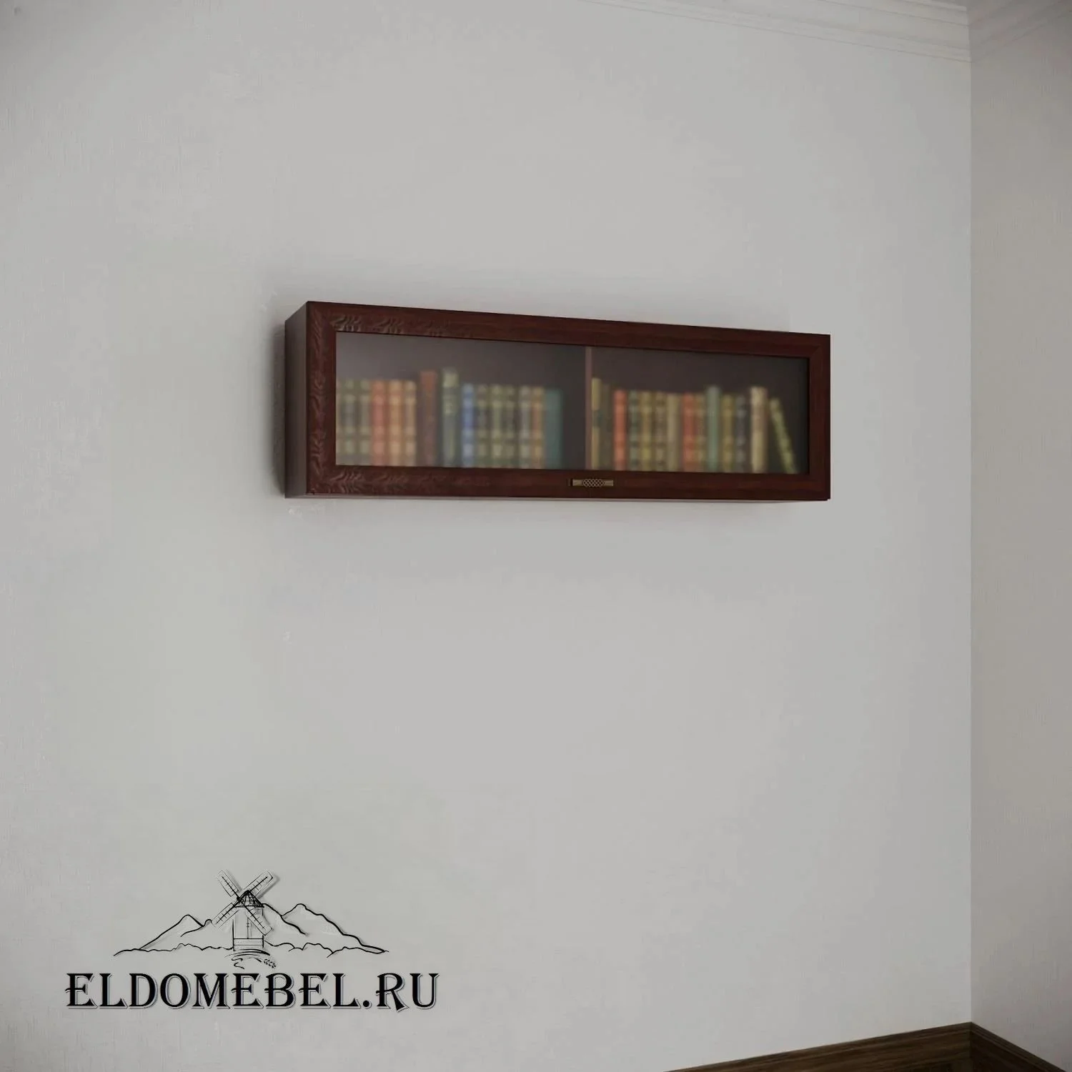 Книжные полки №1    стекло сатинат   цвет Стандарт итальянский орех