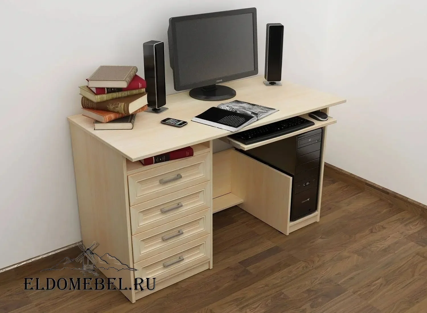 Компьютерный стол 3      цвет Стандарт молочный беленый дуб