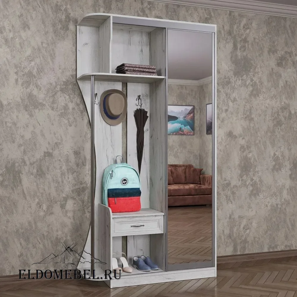 Прихожая 82  с зеркалом     цвет Дуб крафт белый