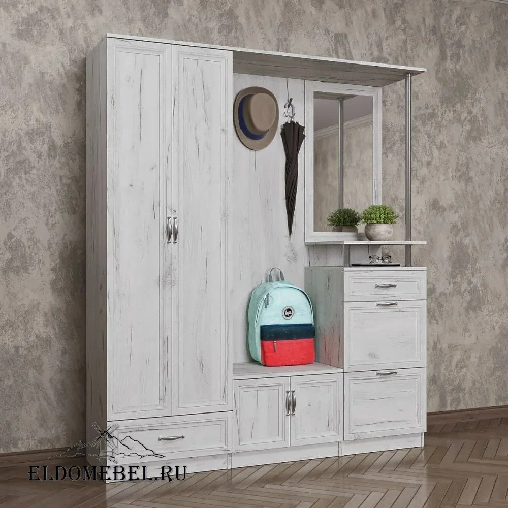 Прихожая 60  с зеркалом     цвет Дуб крафт белый