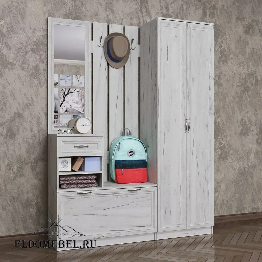 Прихожая 48  с зеркалом     цвет Дуб крафт белый