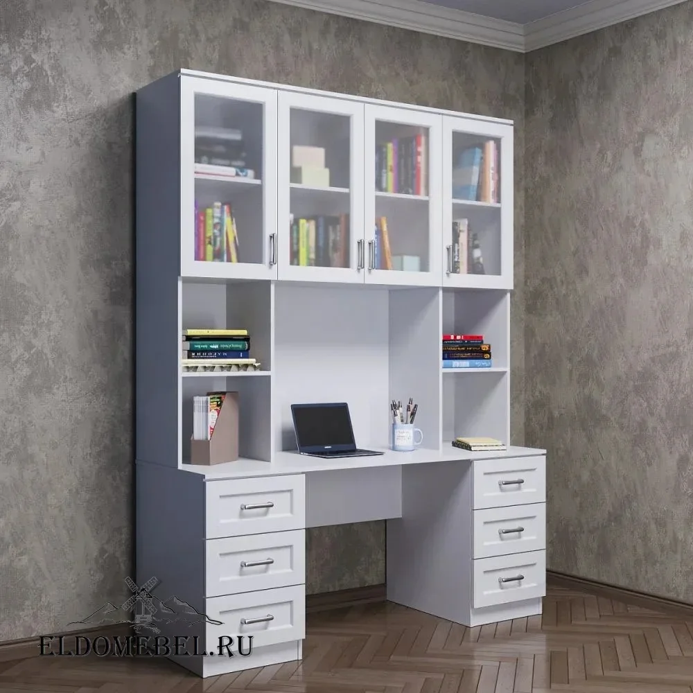Компьютерный стол Брайтон    стекло сатинат   цвет Стандарт белый