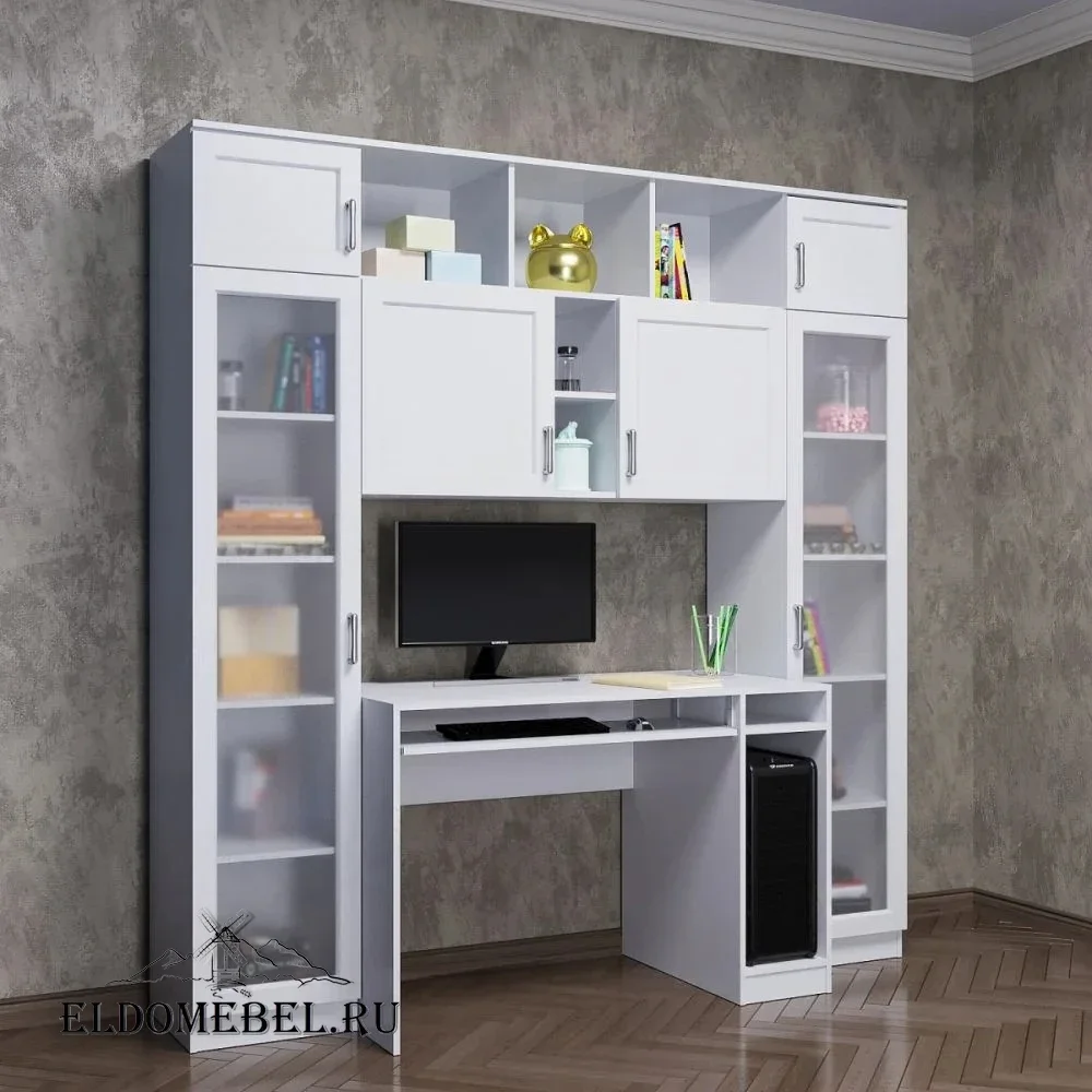 Компьютерный стол Лестер    стекло сатинат   цвет Стандарт белый