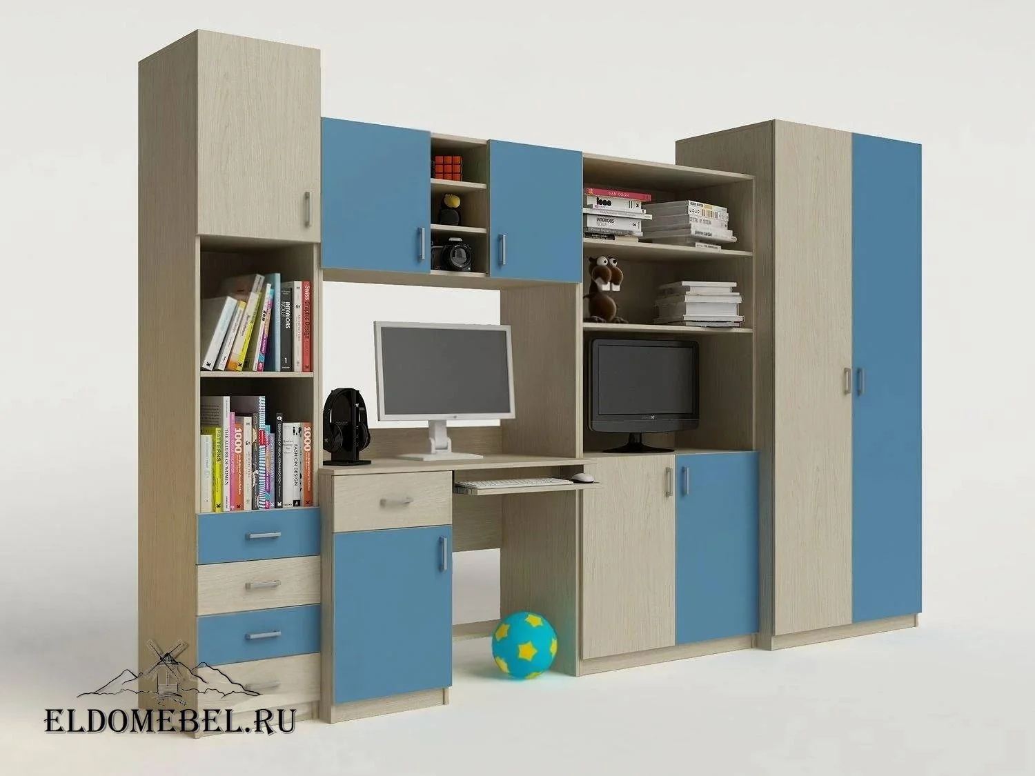 Детская стенка 4      цвет голубой