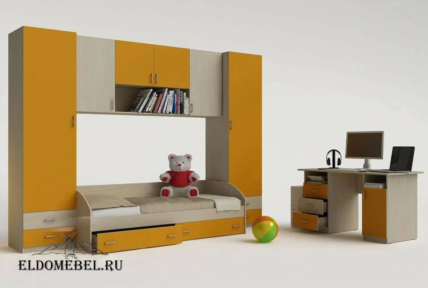 Детская стенка 15      цвет желтый