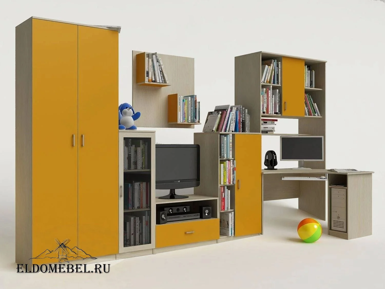 Детская стенка 14      цвет желтый