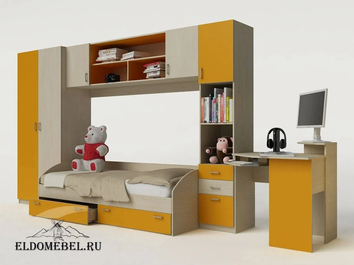 Детская стенка 12      цвет желтый