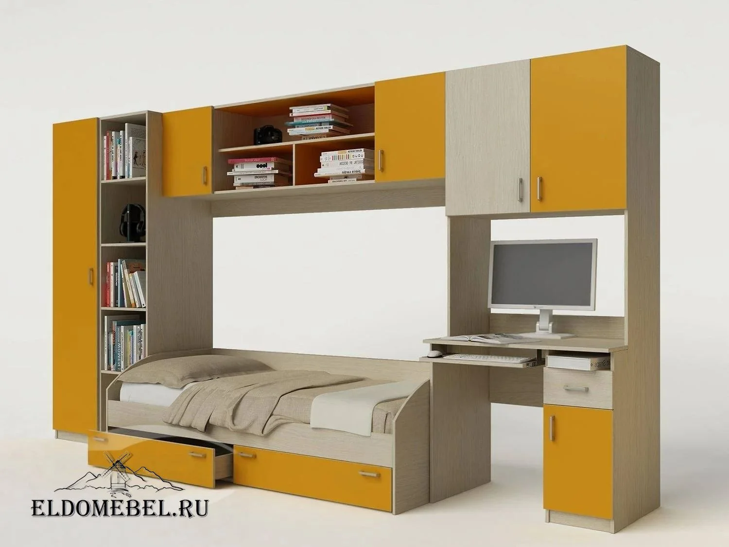 Детская стенка 11      цвет желтый