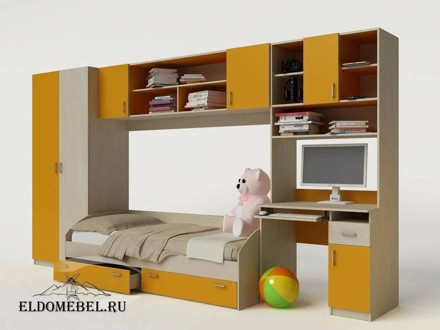 Детская стенка 10      цвет желтый