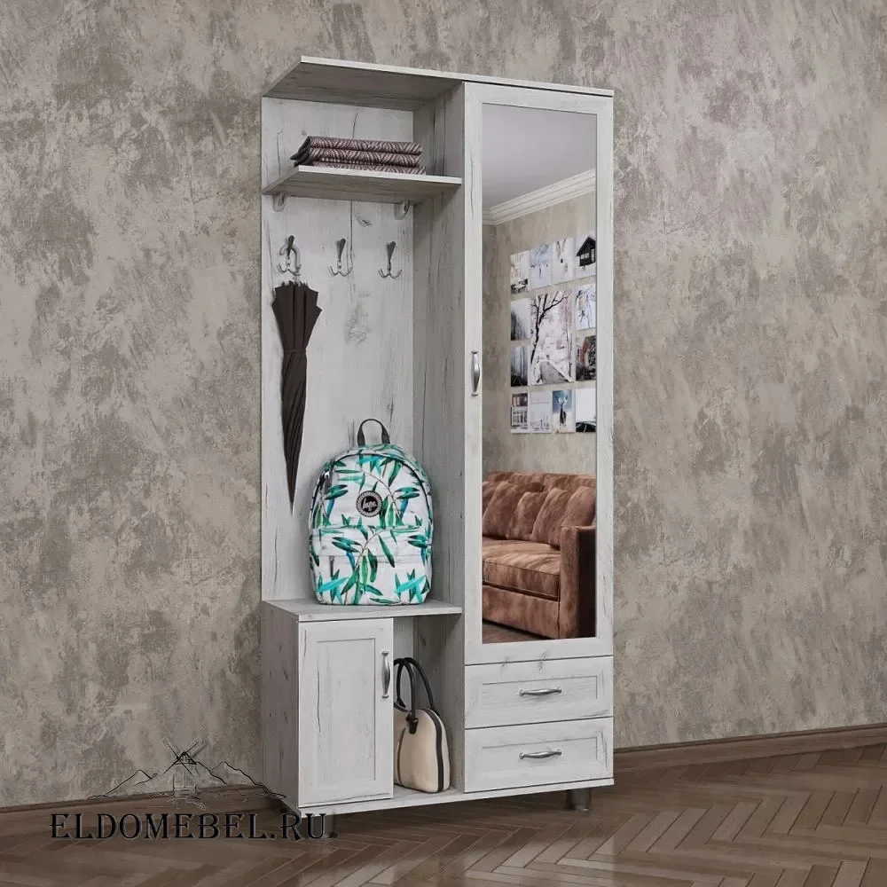 Прихожая 38  с зеркалом     цвет Дуб крафт белый