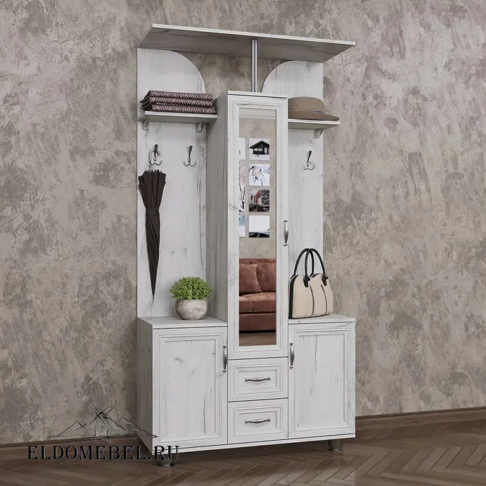 Прихожая 36  с зеркалом     цвет Дуб крафт белый