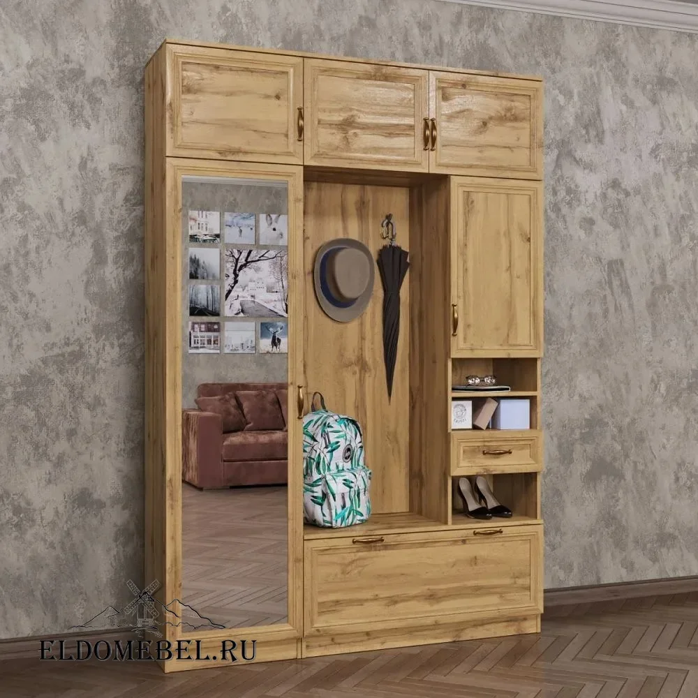 Прихожая 33  с зеркалом     цвет Дуб крафт золотой