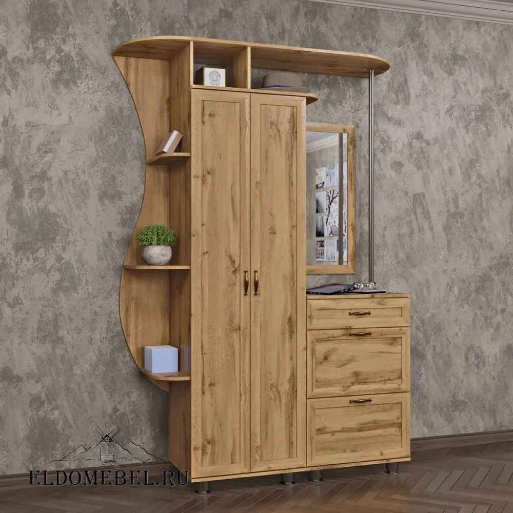 Прихожая 27  с зеркалом     цвет Дуб крафт золотой