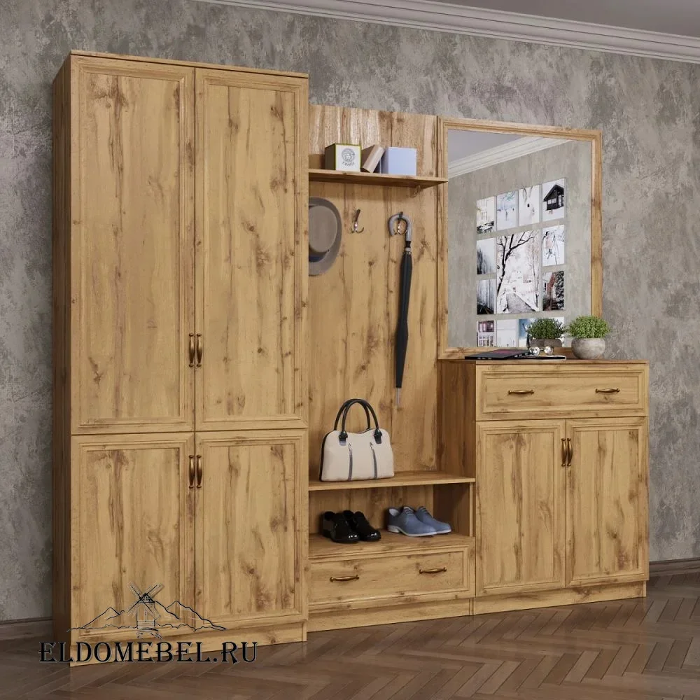 Прихожая 18  с зеркалом     цвет Дуб крафт золотой