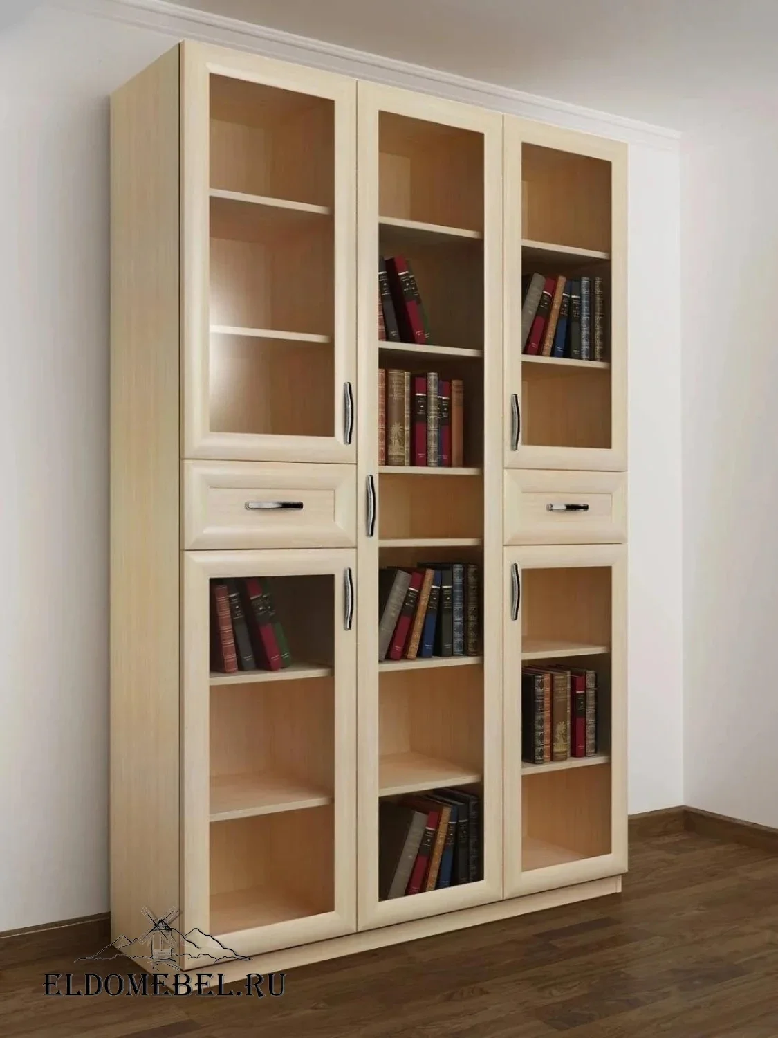 Книжный шкаф 3/10      цвет Стандарт молочный беленый дуб