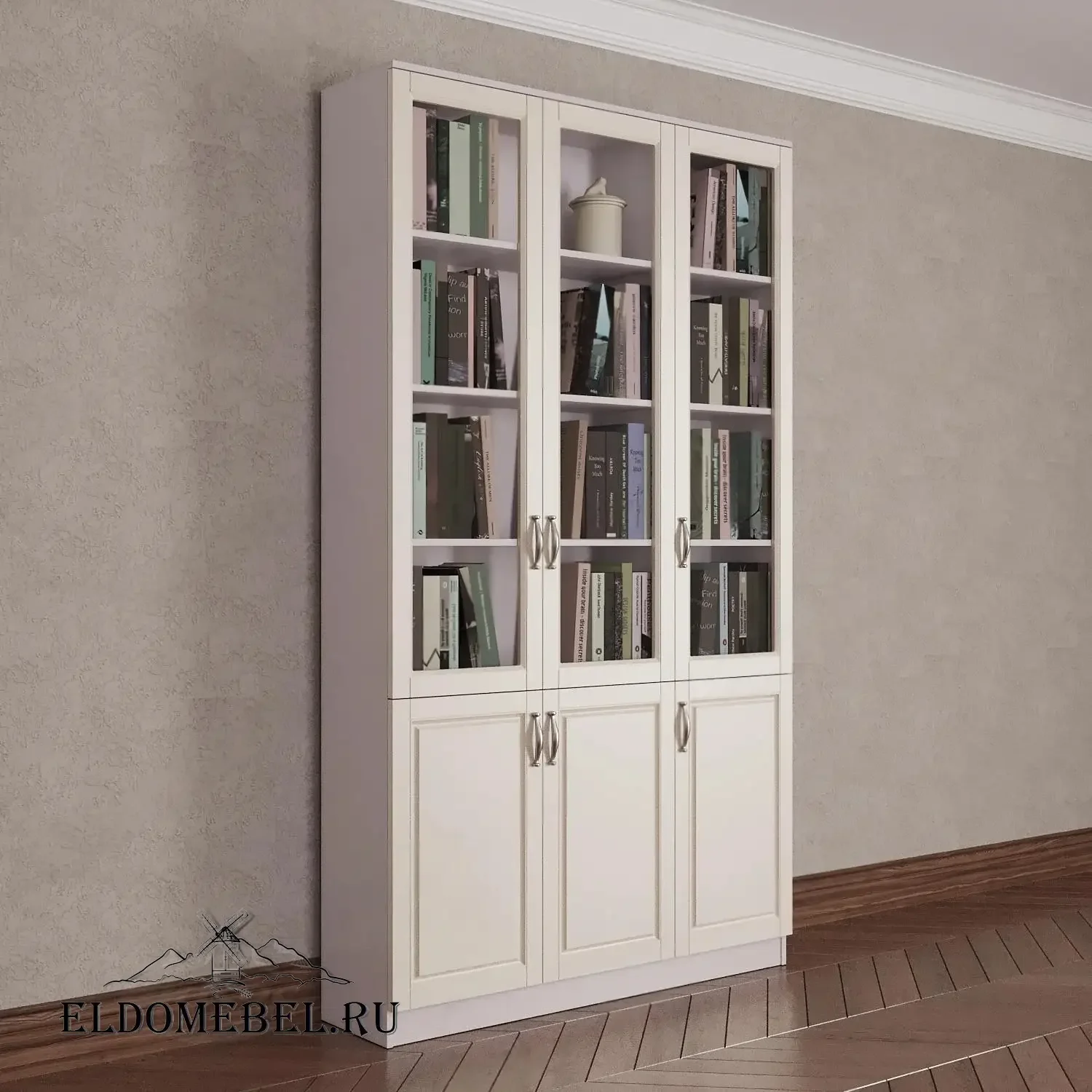 Книжный шкаф 3/3      цвет Адамант гляссе