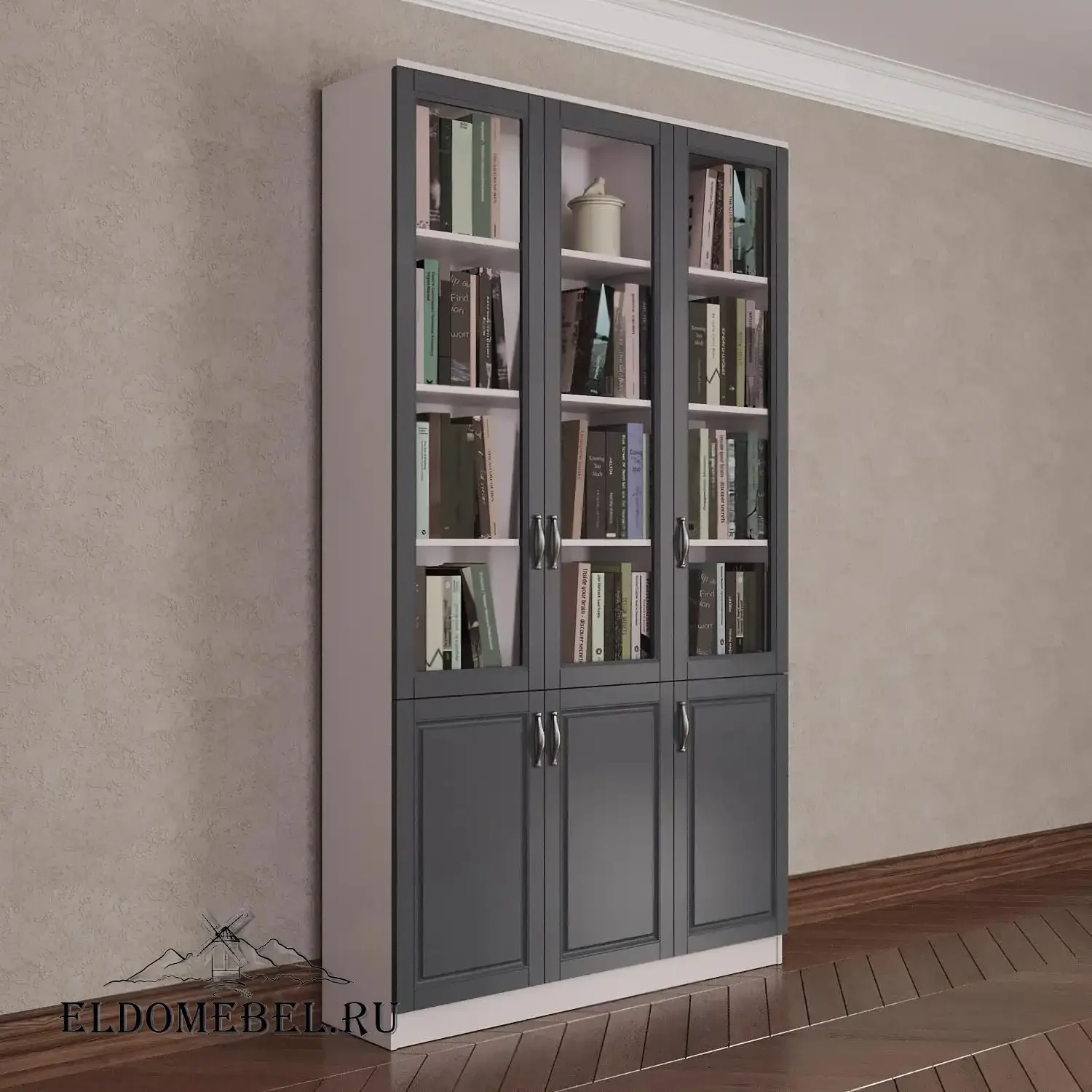 Книжный шкаф 3/3      цвет Адамант графит