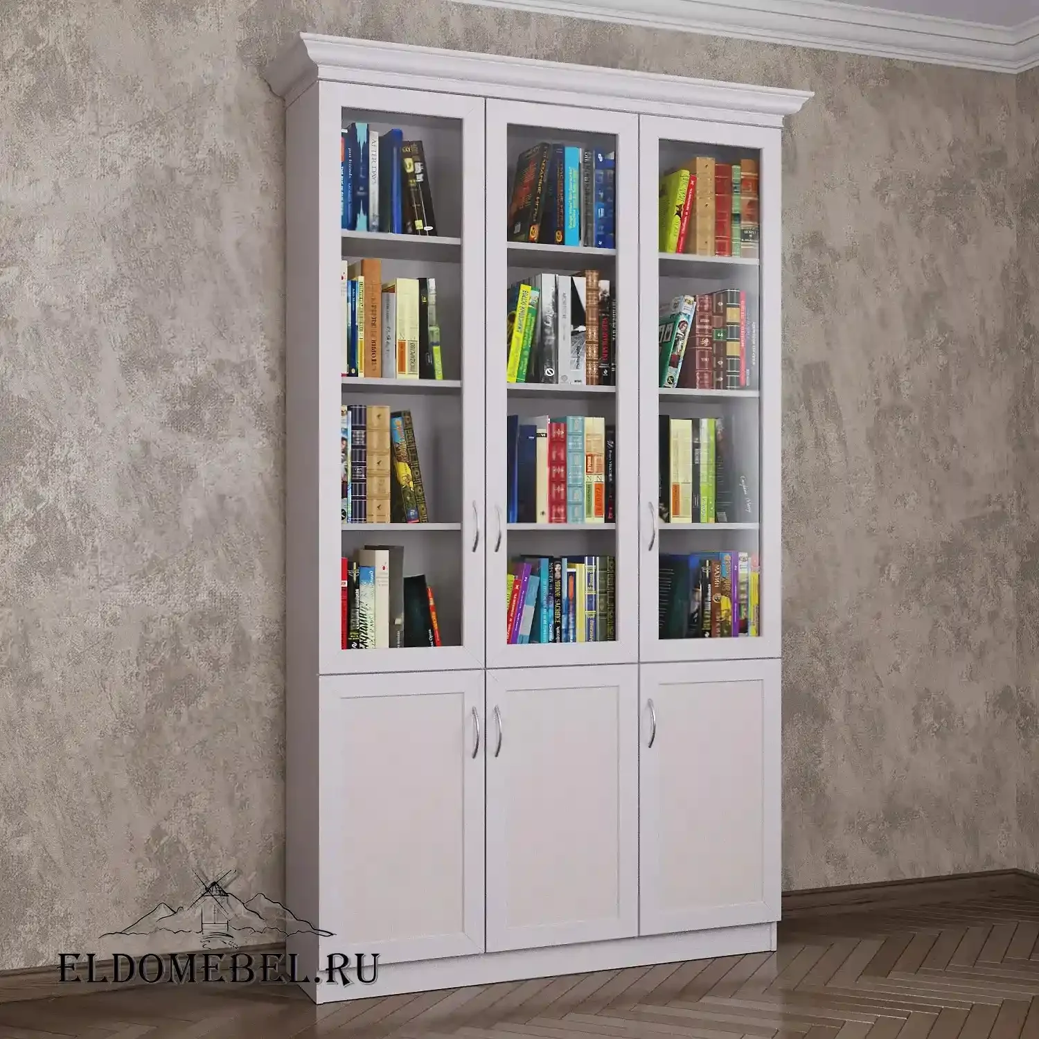 Книжный шкаф 3/3      цвет Стандарт белый