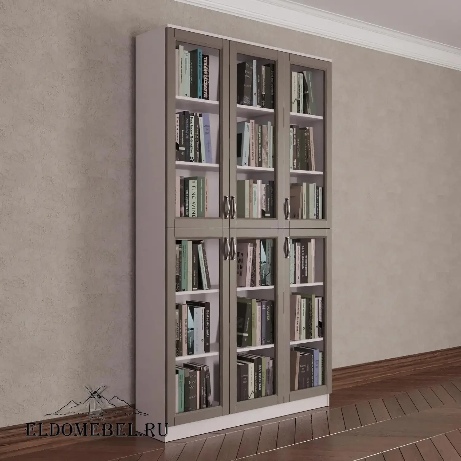 Книжный шкаф 3/2      цвет Адамант тауп
