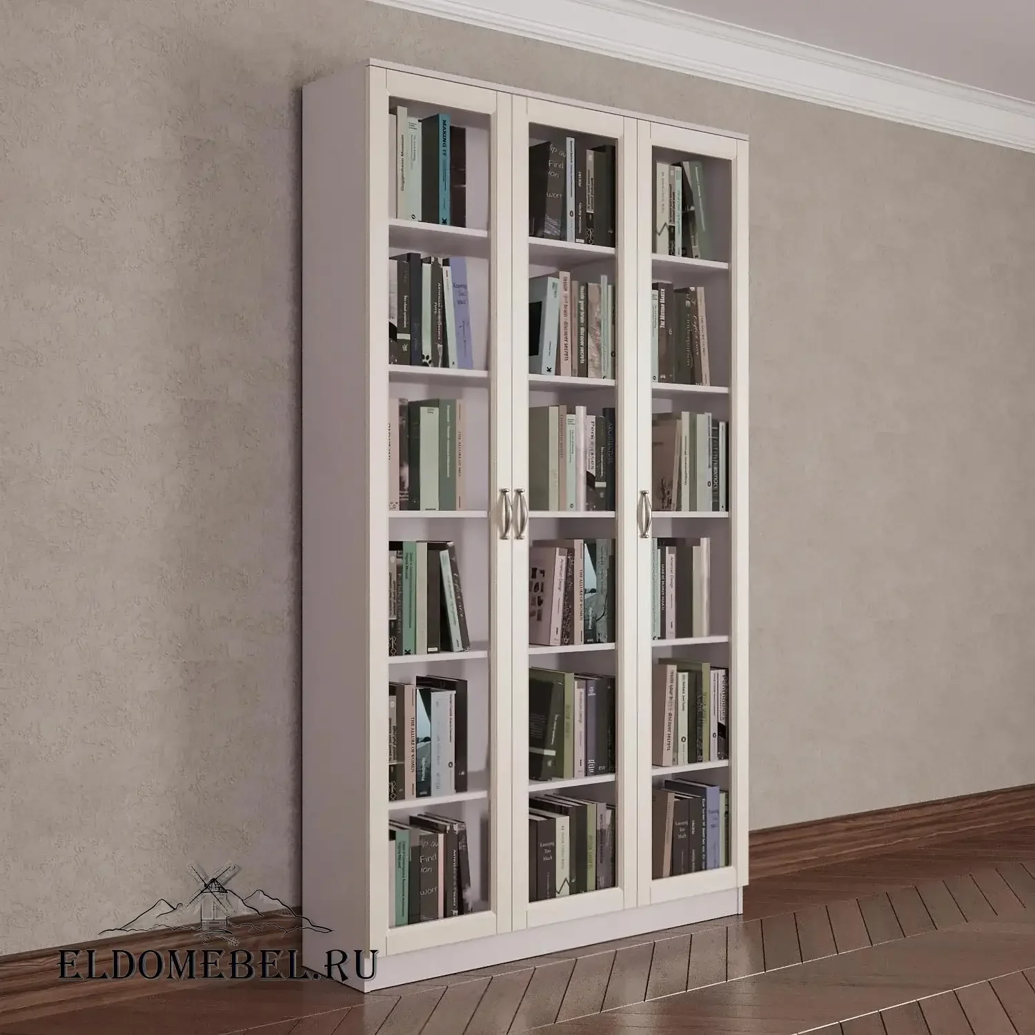 Книжный шкаф 3/1      цвет Адамант гляссе