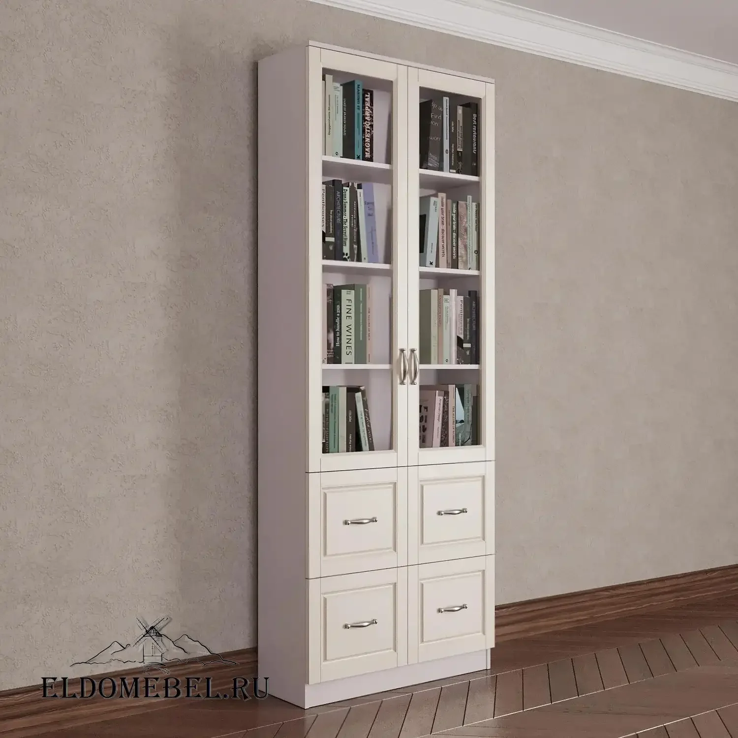 Книжный шкаф 2/4      цвет Адамант гляссе
