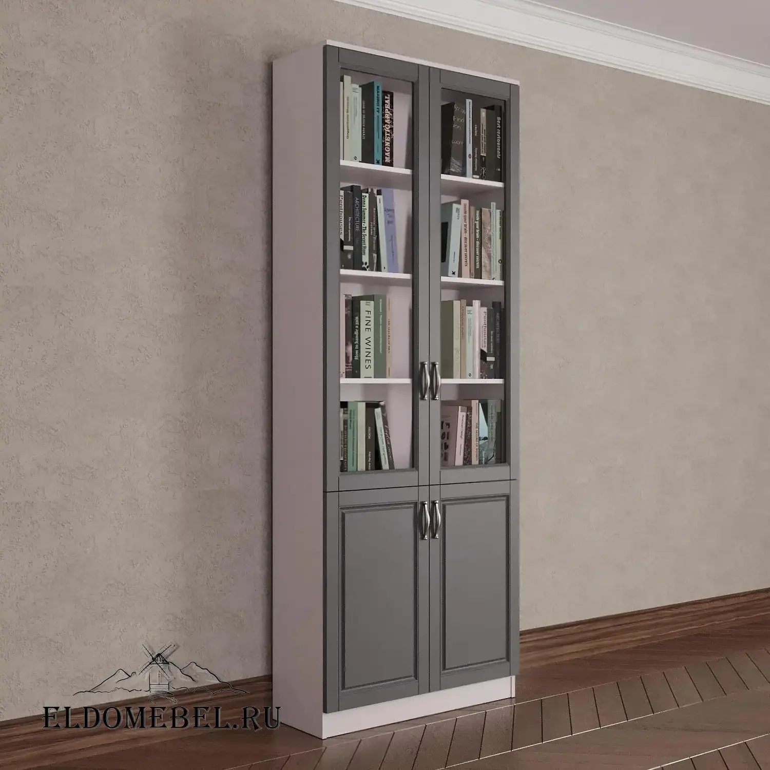 Книжный шкаф 2/3      цвет Адамант серый