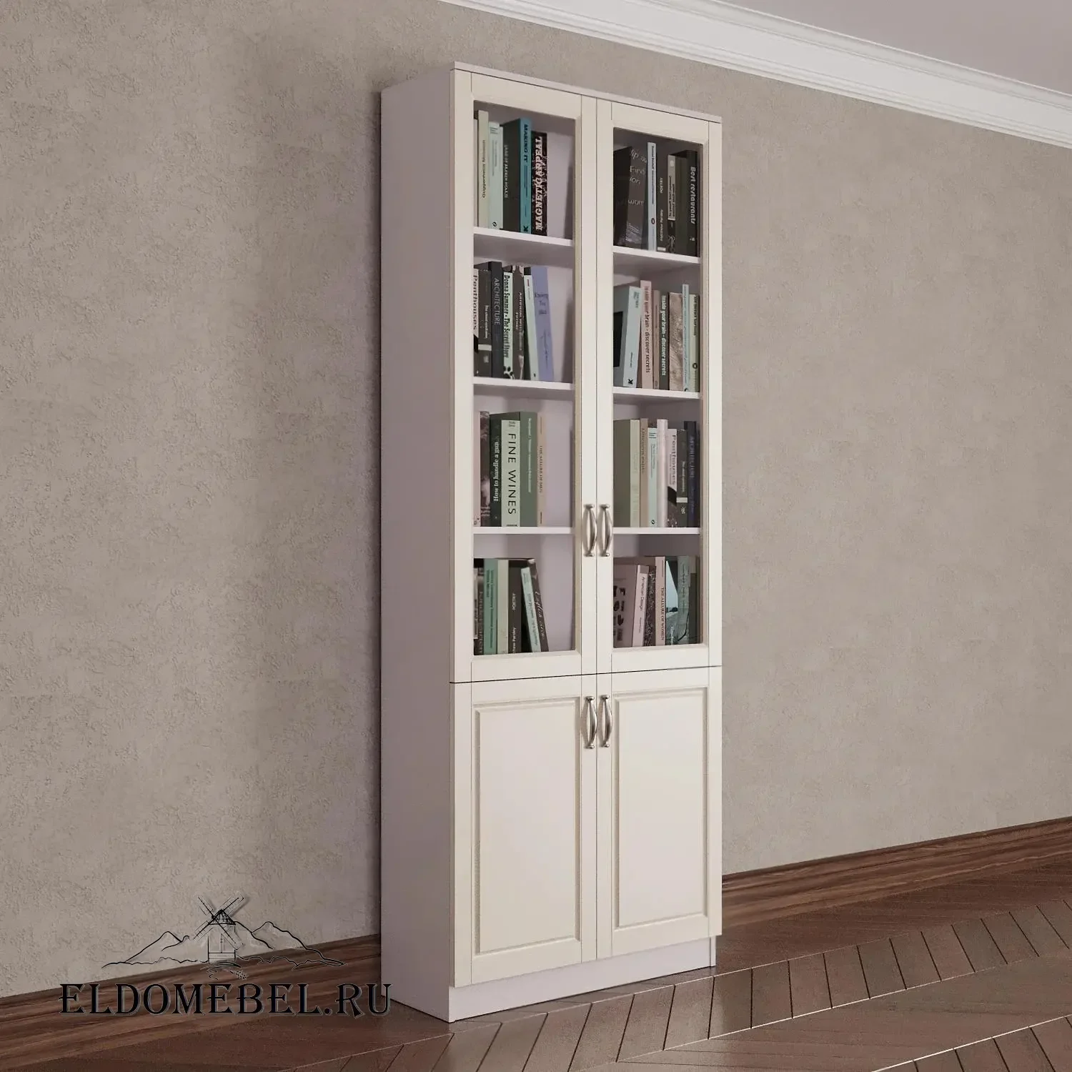 Книжный шкаф 2/3      цвет Адамант гляссе