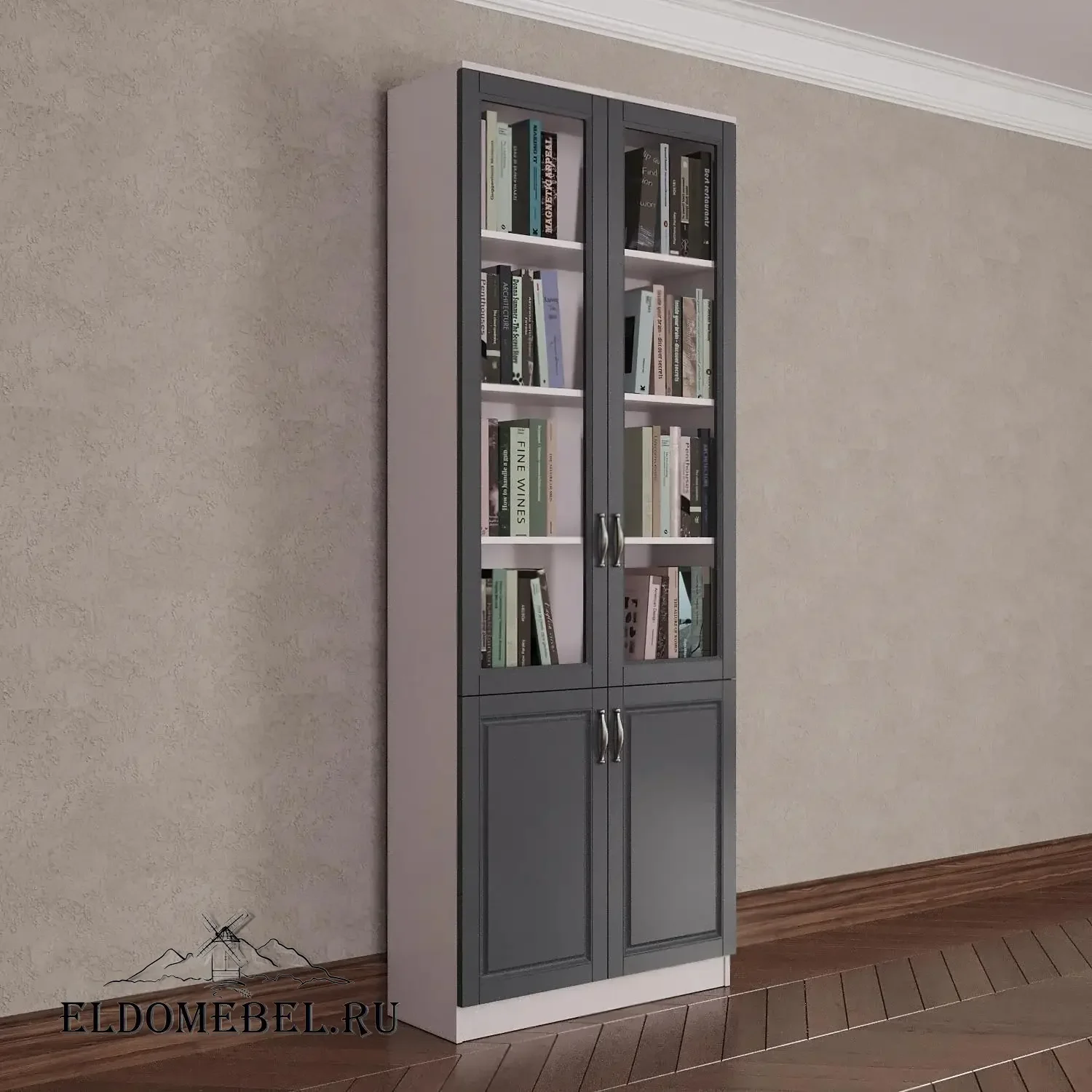 Книжный шкаф 2/3      цвет Адамант графит