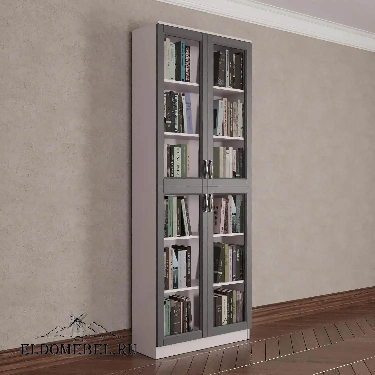 Книжный шкаф 2/2      цвет Адамант серый