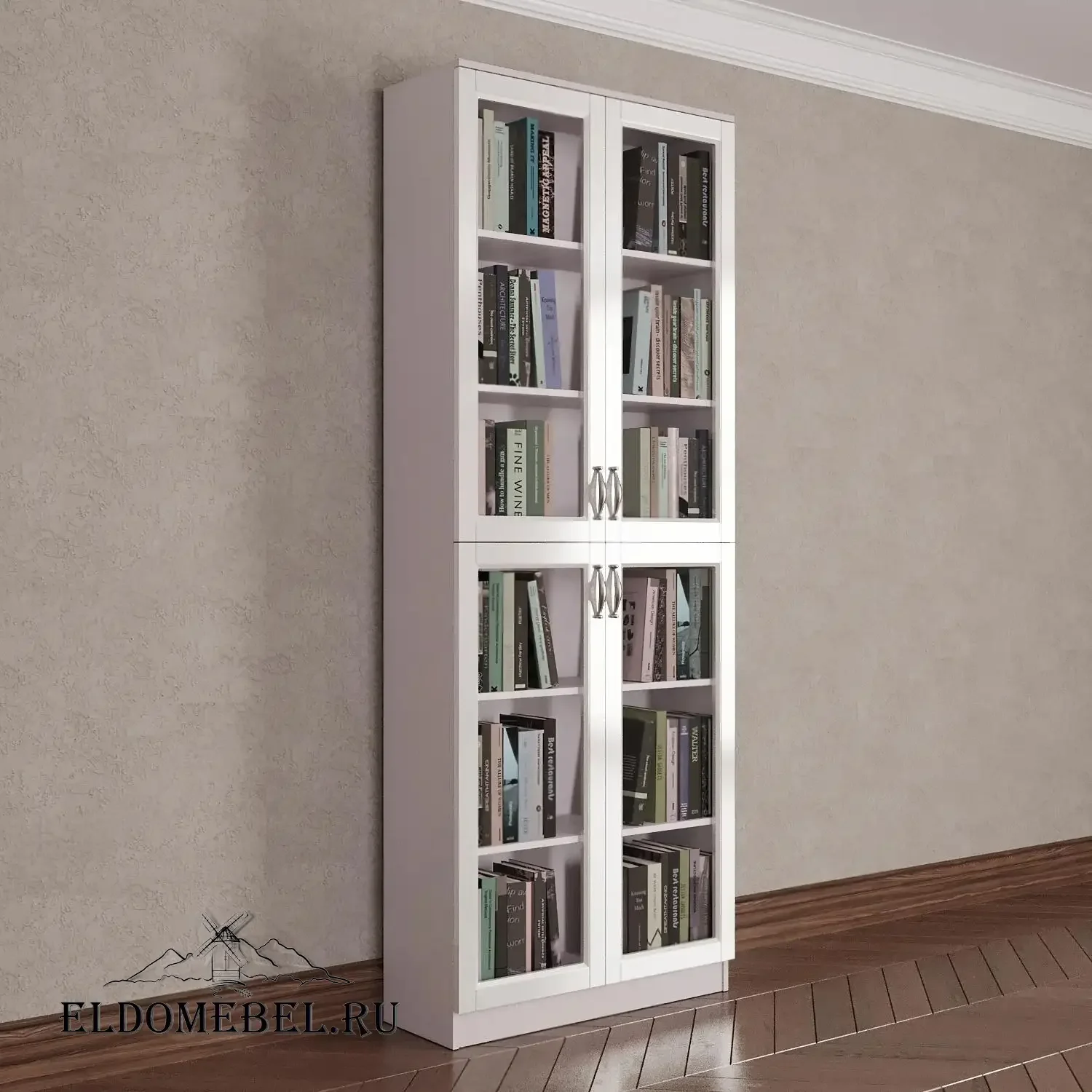Книжный шкаф 2/2      цвет Адамант белый глянец