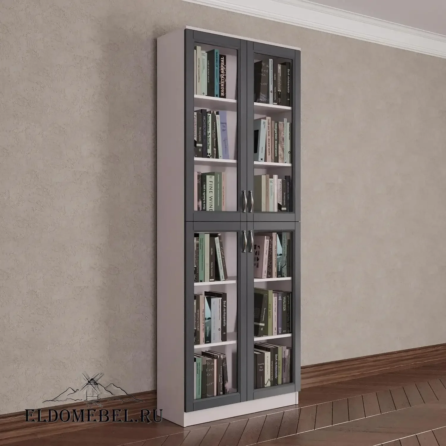Книжный шкаф 2/2      цвет Адамант графит