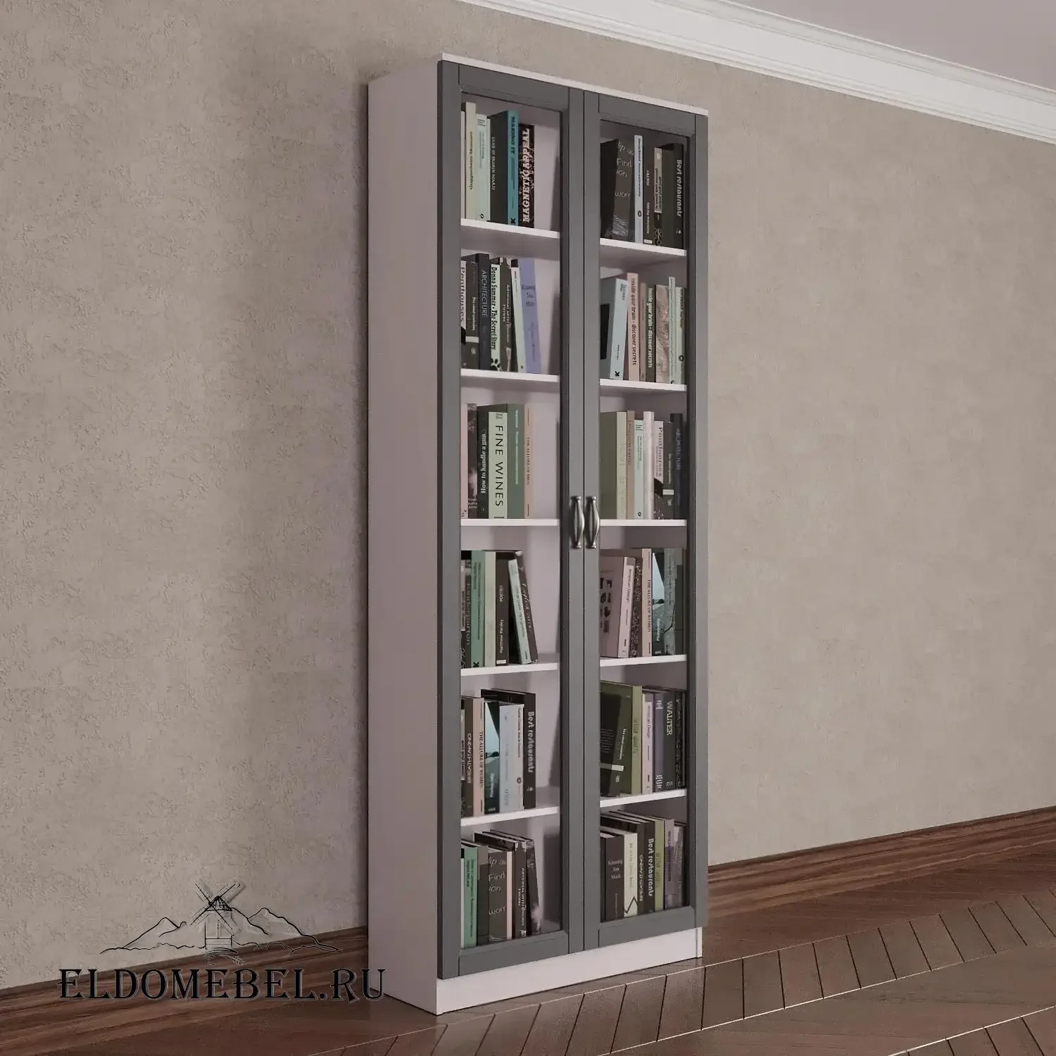 Книжный шкаф 2/1      цвет Адамант серый