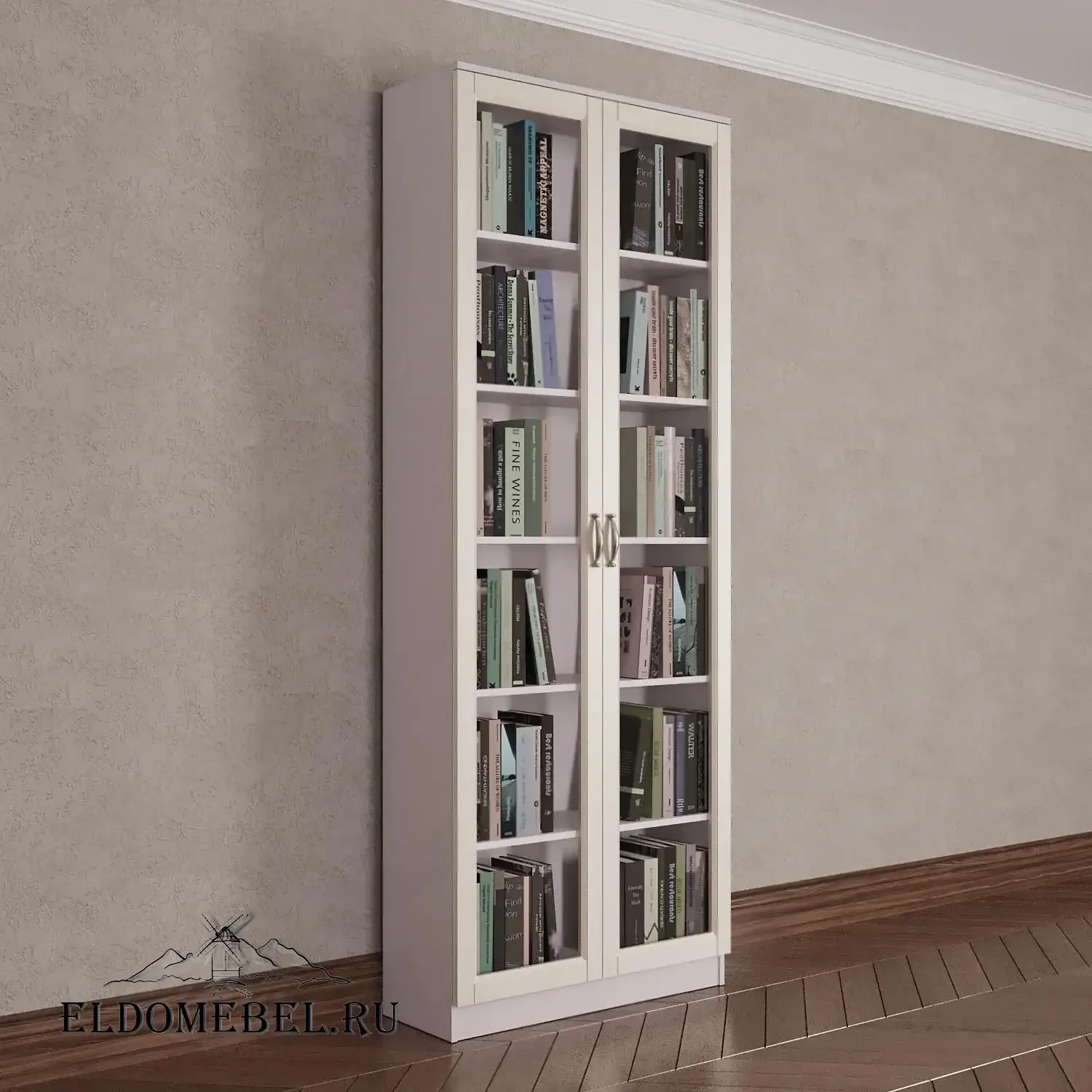 Книжный шкаф 2/1      цвет Адамант гляссе