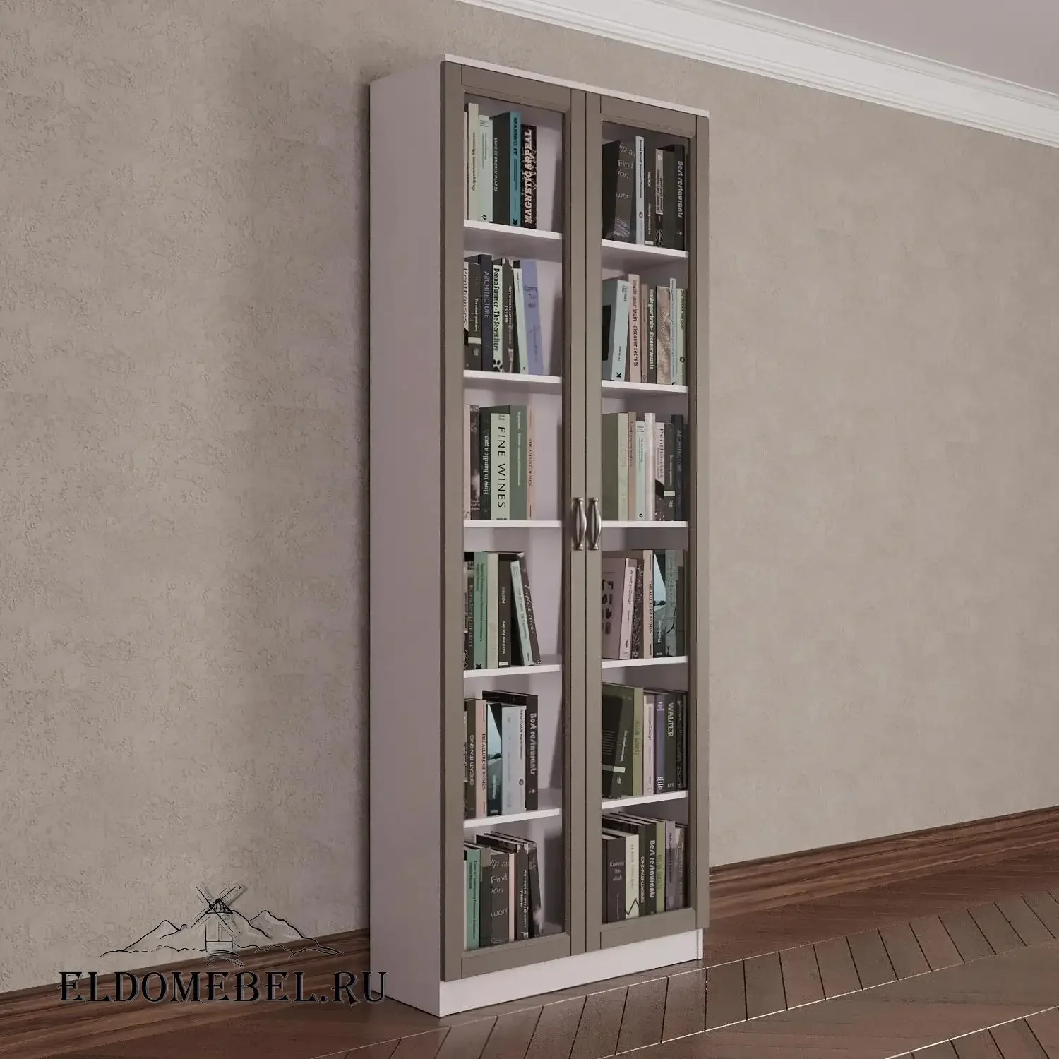 Книжный шкаф 2/1      цвет Адамант тауп