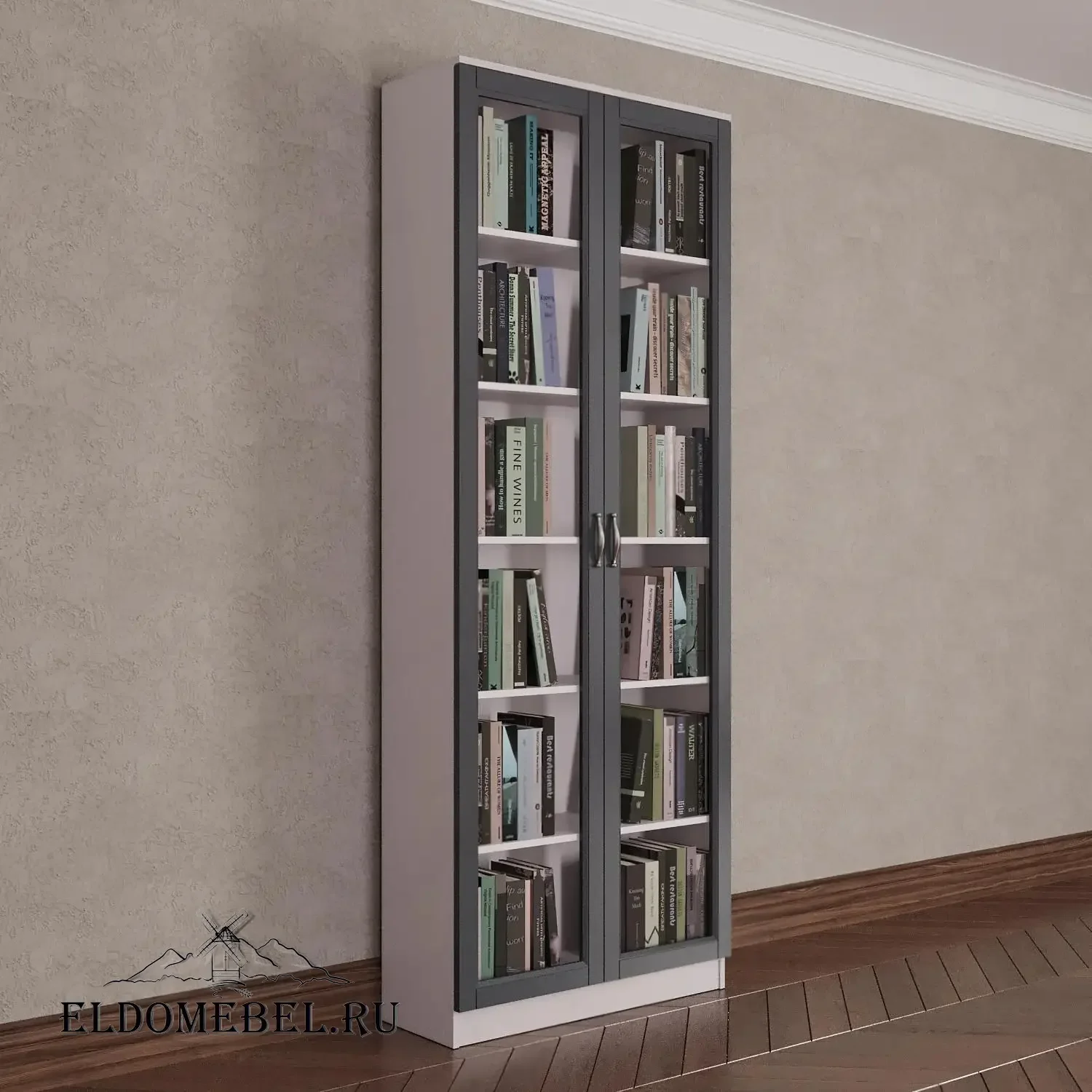 Книжный шкаф 2/1      цвет Адамант графит