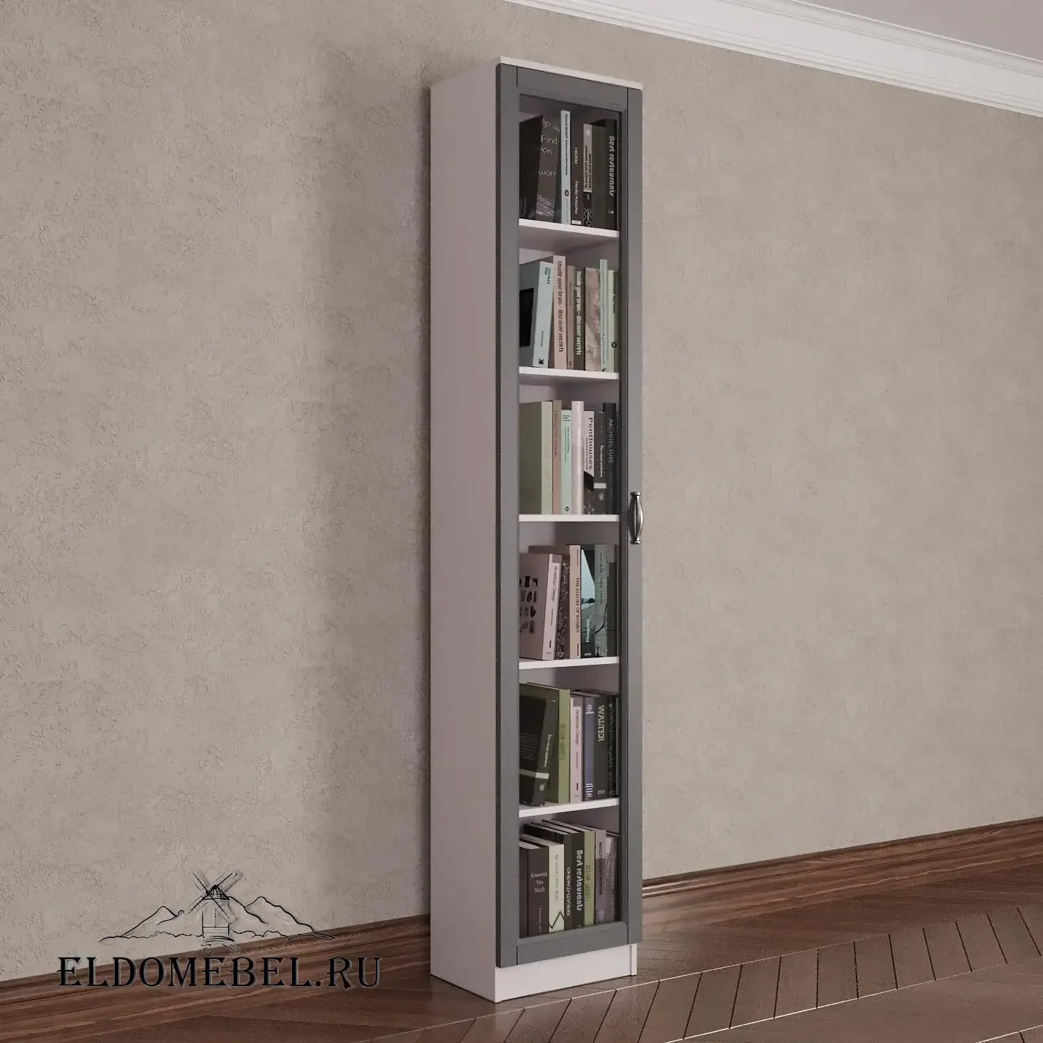 Книжный шкаф 1/1      цвет Адамант серый