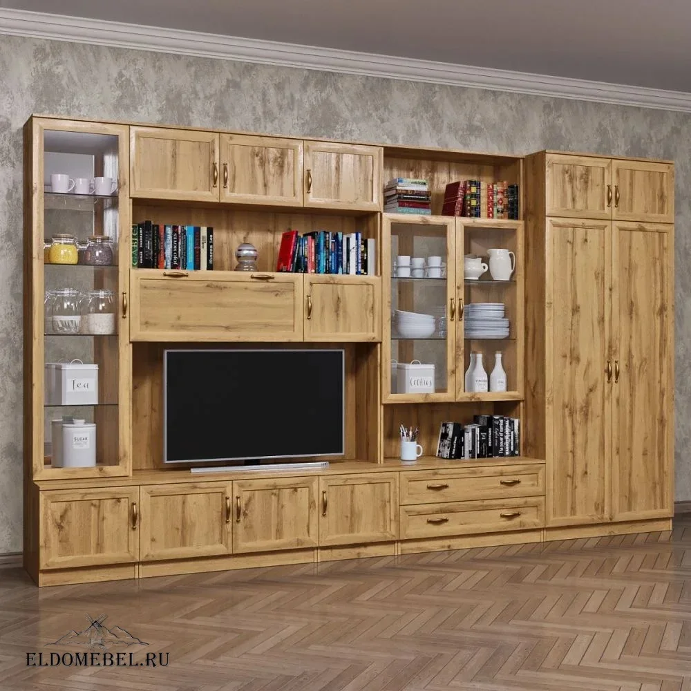Стенка Пралине-50/1  с зеркалом     цвет Дуб крафт золотой