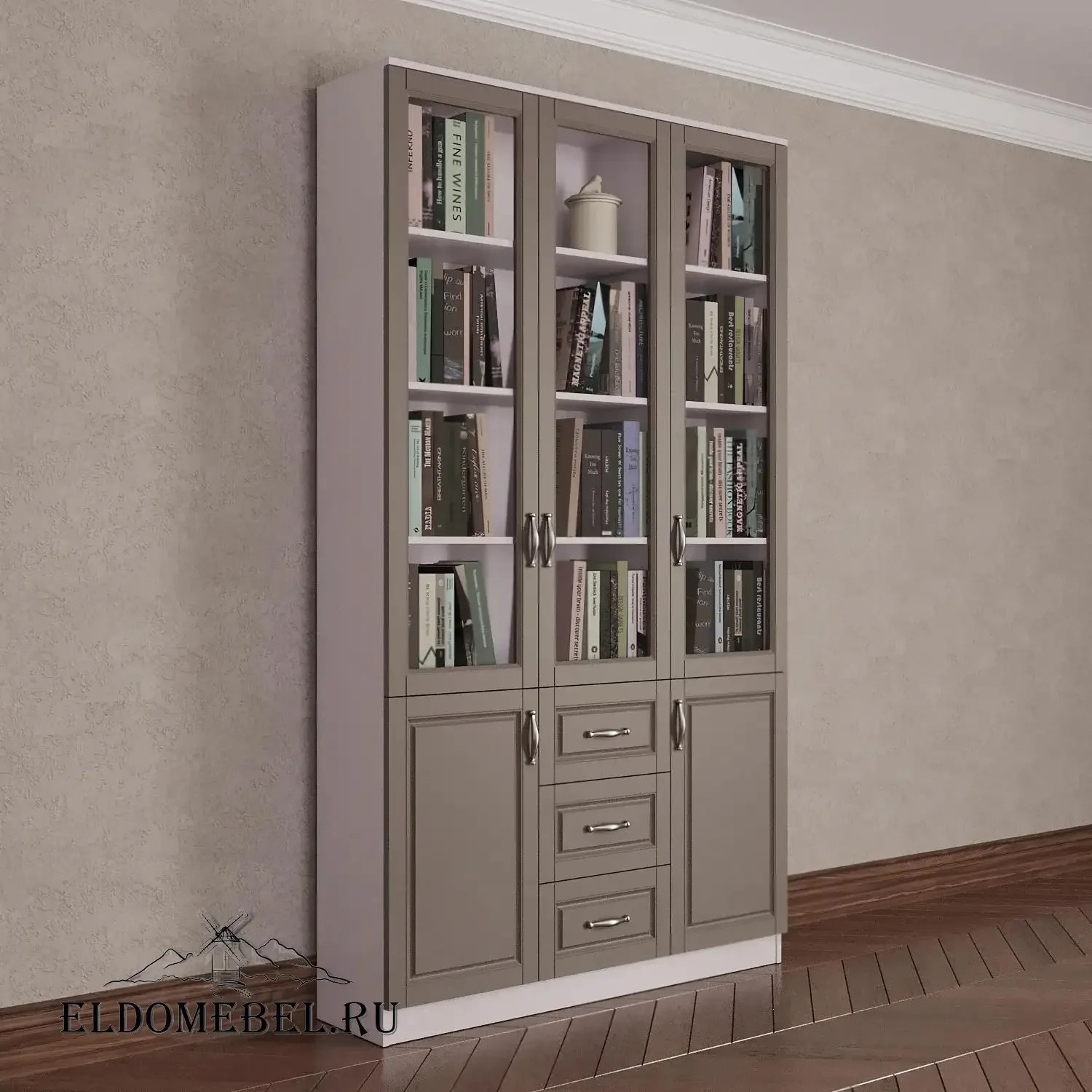 Книжный шкаф 3/6      цвет Адамант тауп