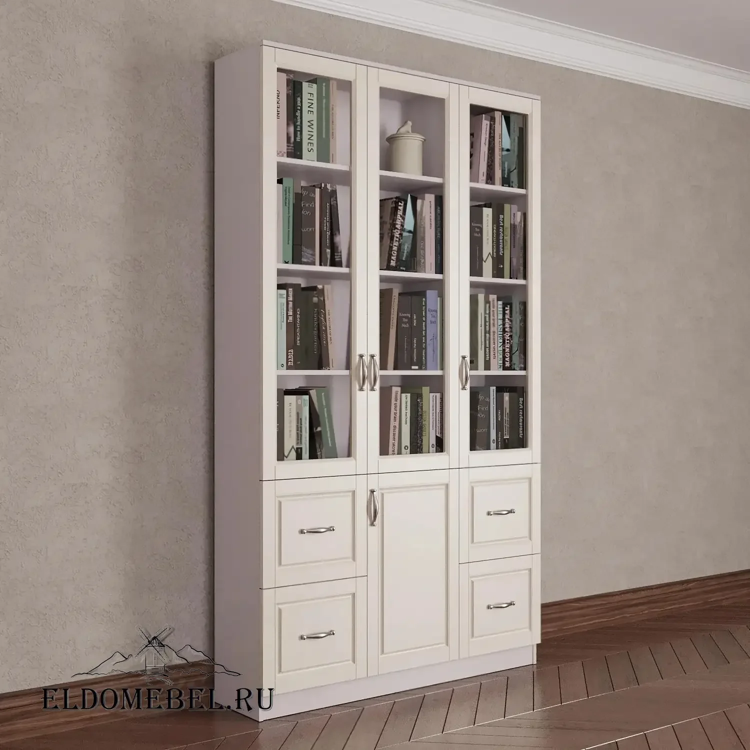 Книжный шкаф 3/5      цвет Адамант гляссе