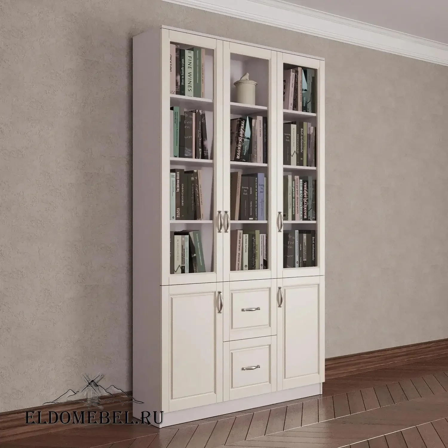 Книжный шкаф 3/4      цвет Адамант гляссе