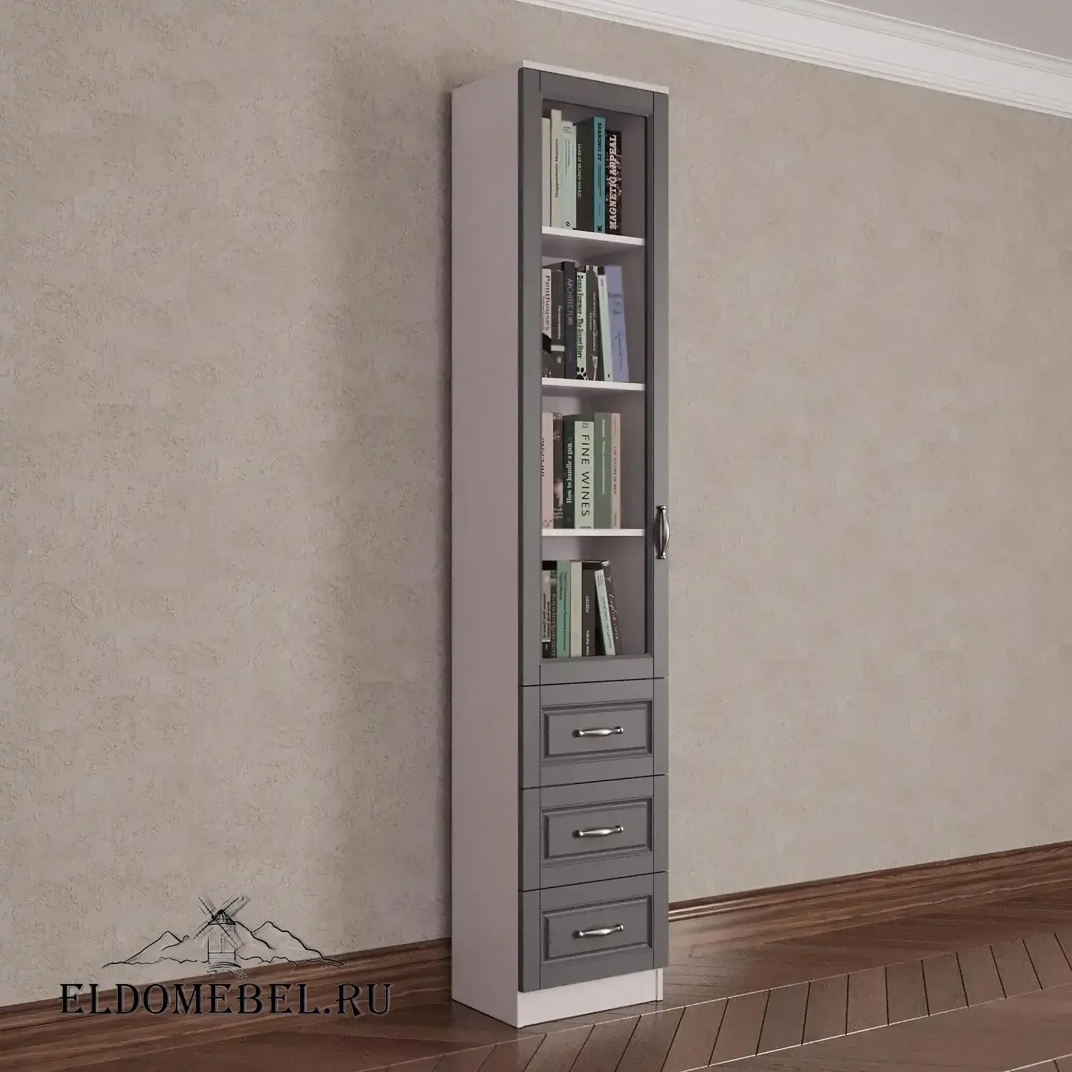 Книжный шкаф 1/5      цвет Адамант серый