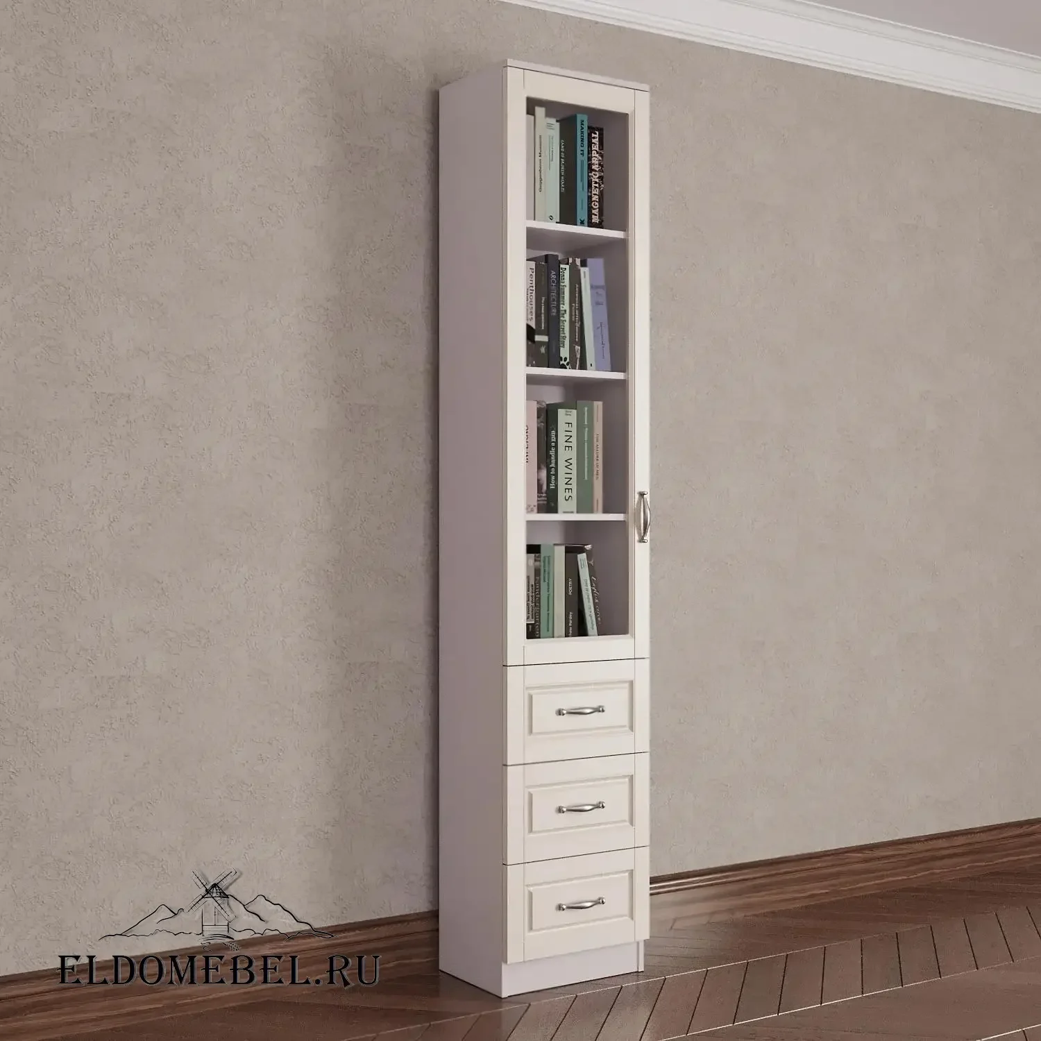 Книжный шкаф 1/5      цвет Адамант гляссе