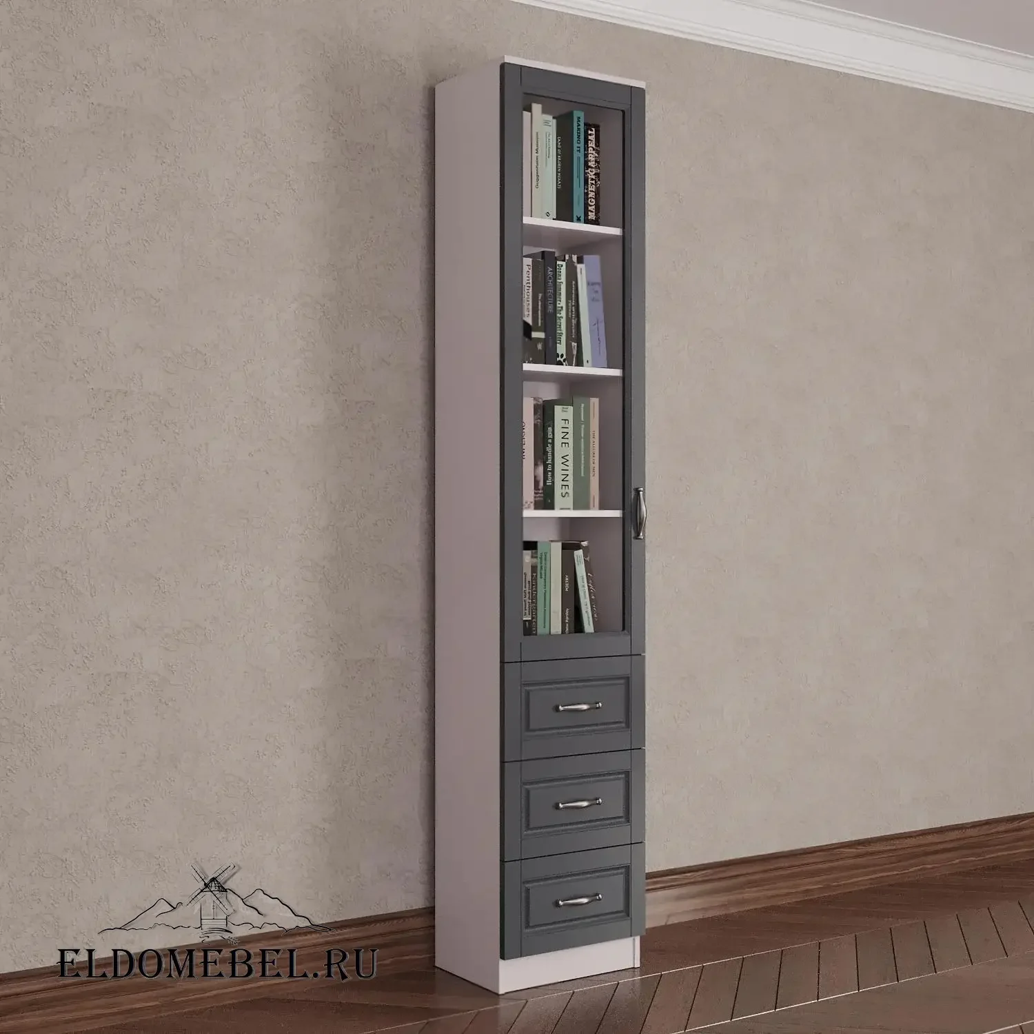 Книжный шкаф 1/5      цвет Адамант графит