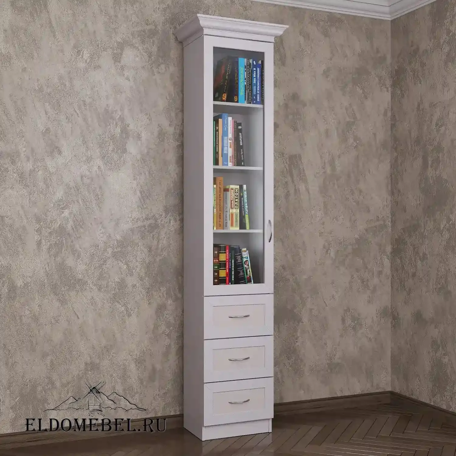 Книжный шкаф 1/5      цвет Стандарт белый