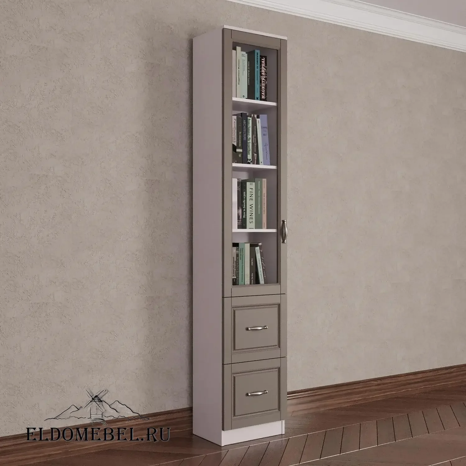 Книжный шкаф 1/4      цвет Адамант тауп