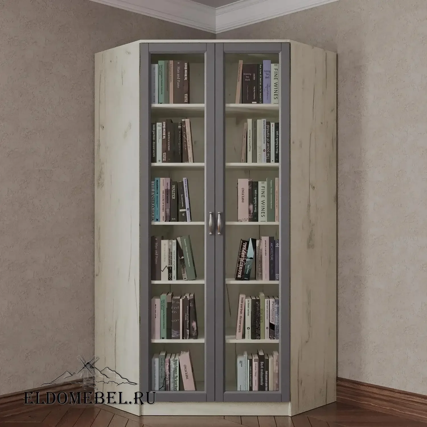 Книжный угловой №1      цвет Адамант серый