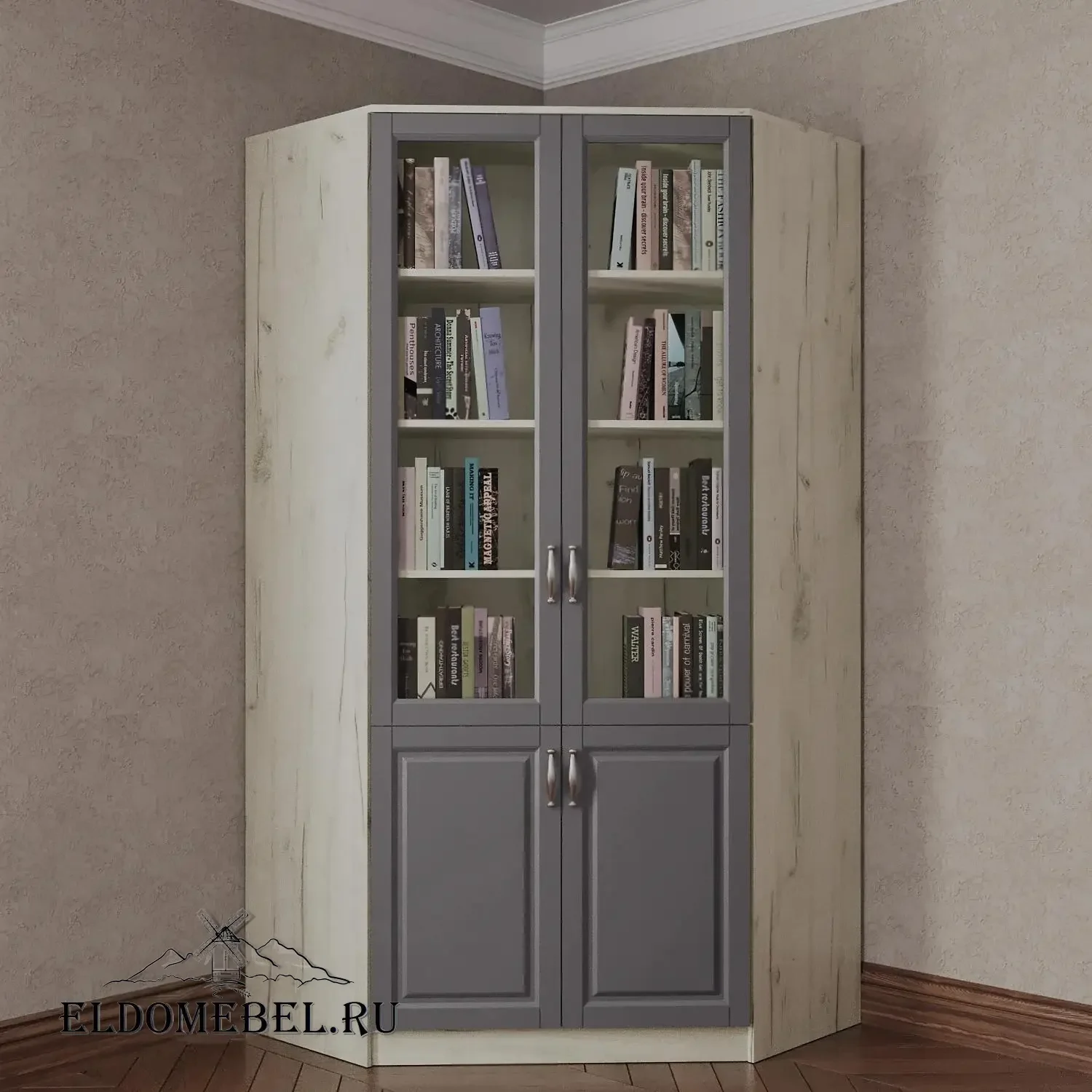 Книжный угловой №3      цвет Адамант серый