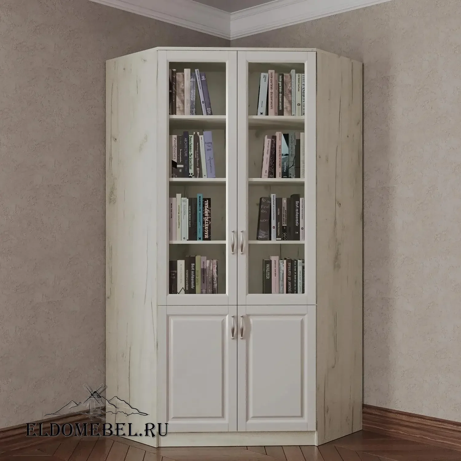 Книжный угловой №3      цвет Адамант белый глянец